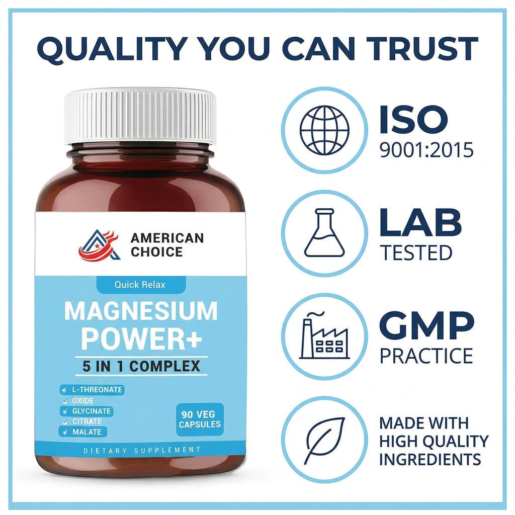 Magnesium L-Threonate Complex for Men & Women 200mg Elemental — 5-in-1 with Glycinate, Citrate, Malate & Oxide — Brain, Memory, Sleep & Muscle Recovery Support — 90 Veggie Capsules
