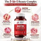 Biotin for Hair Growth Women & Men | Hair, Skin & Nails Vitamins with Collagen, Keratin and amino acids | 90 Capsules